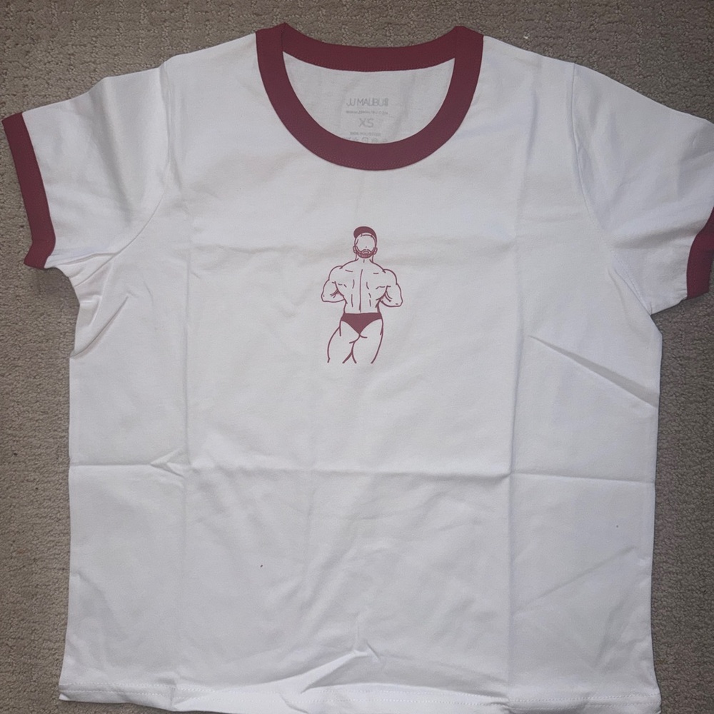 J.W.BR White T-Shirt with Red Trim